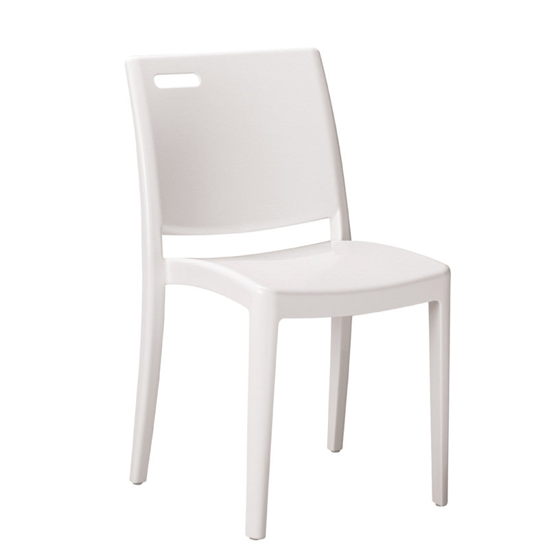 Krithi Stacking Patio Dining Side Chair, White