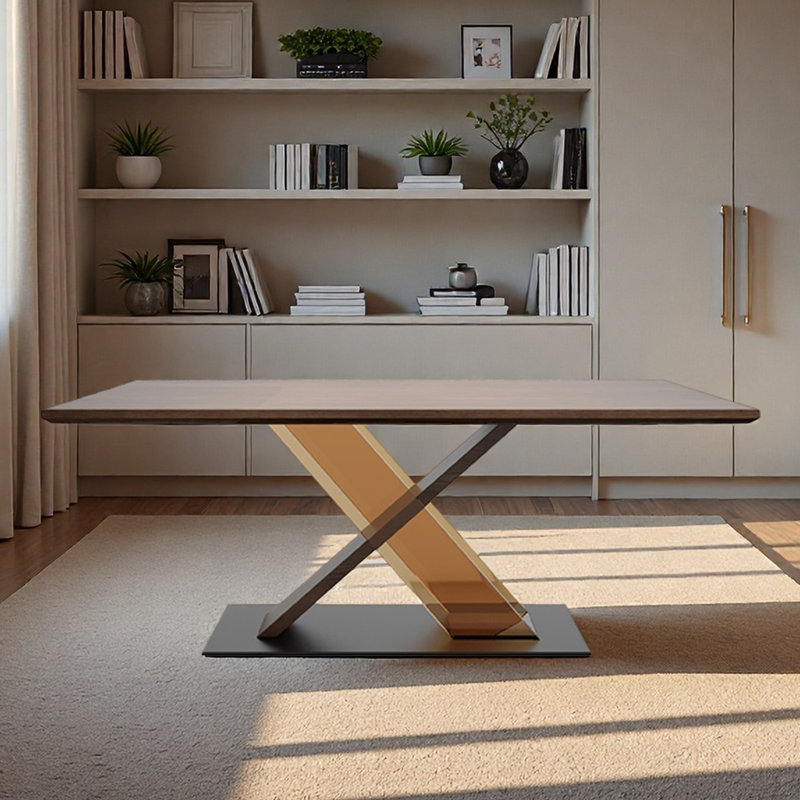 Bureau en bois massif avec conception Yack, H 29,53 po x l 62,99 po x P 31,5 po