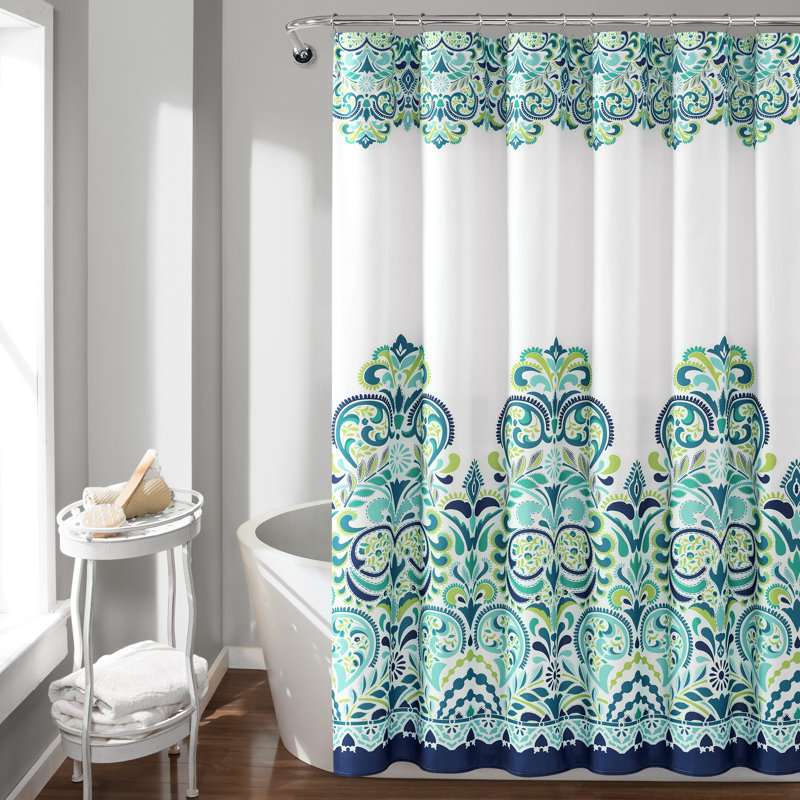 Rideau de douche Zayden, Bleu / vert