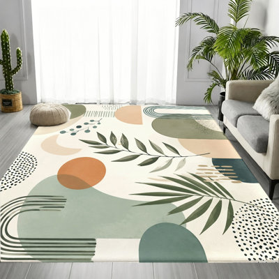 Tapis à motif abstrait botanique Mid-Century