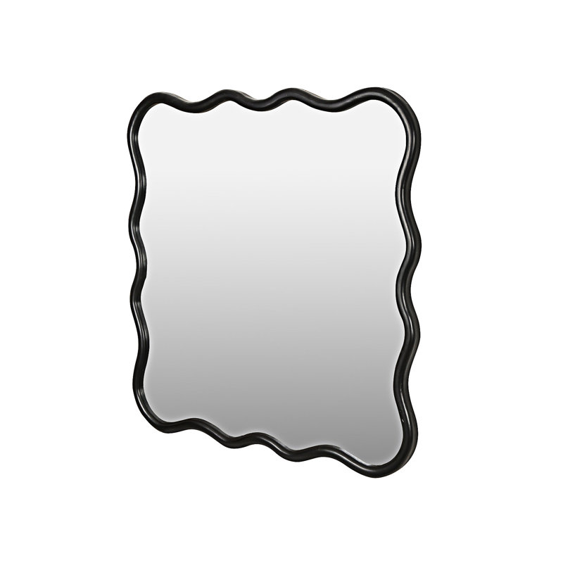 Miroir carré en bois ondulé, Noir