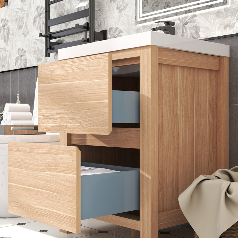 Meuble-lavabo simple 23,5 po avec plateau Laverock, Chêne clair