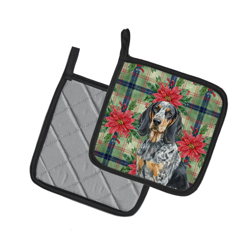 Paire de poignées Bluetick Coonhound Christmas Poinsettas