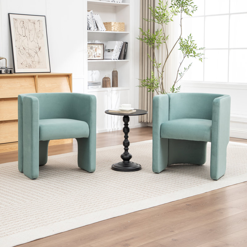 Jaimyn Upholstered Barrel Chair, Blue Velvet