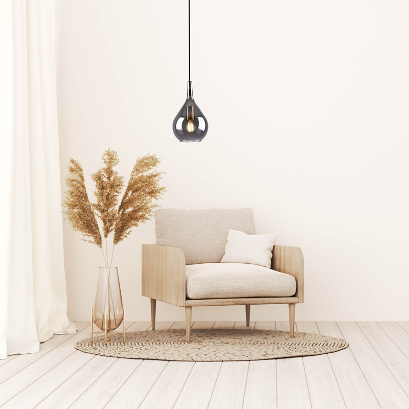Dabrielle 1 - Light Polished Chrome Teardrop Pendant, 150cm H x 20cm W x 20cm D