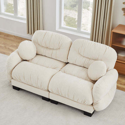 Pleated Chenille Modular Sofa with Ergonomic Foam and Curved Armrests