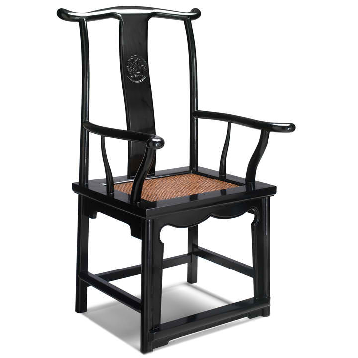 Hangzhou Queen Anne Back Armchair, Black Lacquer