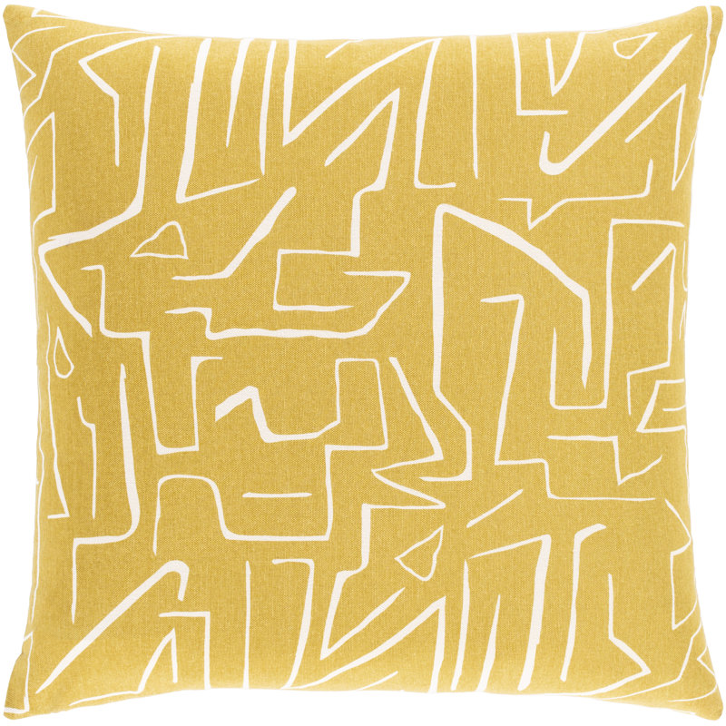 Housse de coussin en coton , Pas de bourre, Moutarde / Crème