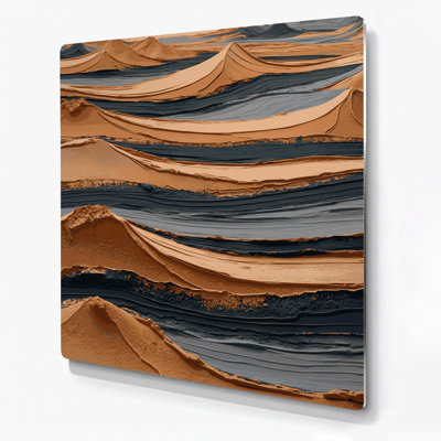 Art mural horizontal rayé horizontal brun foncé en métal brun foncé