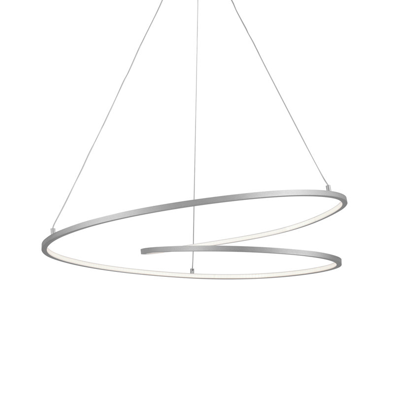 Luminaire suspendu géométrique à DEL Twist, H 129,375 po x l 32 po x P 32 po, Argent antique