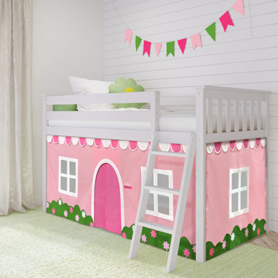 Rideau de style ferme, rose pâle/blanc