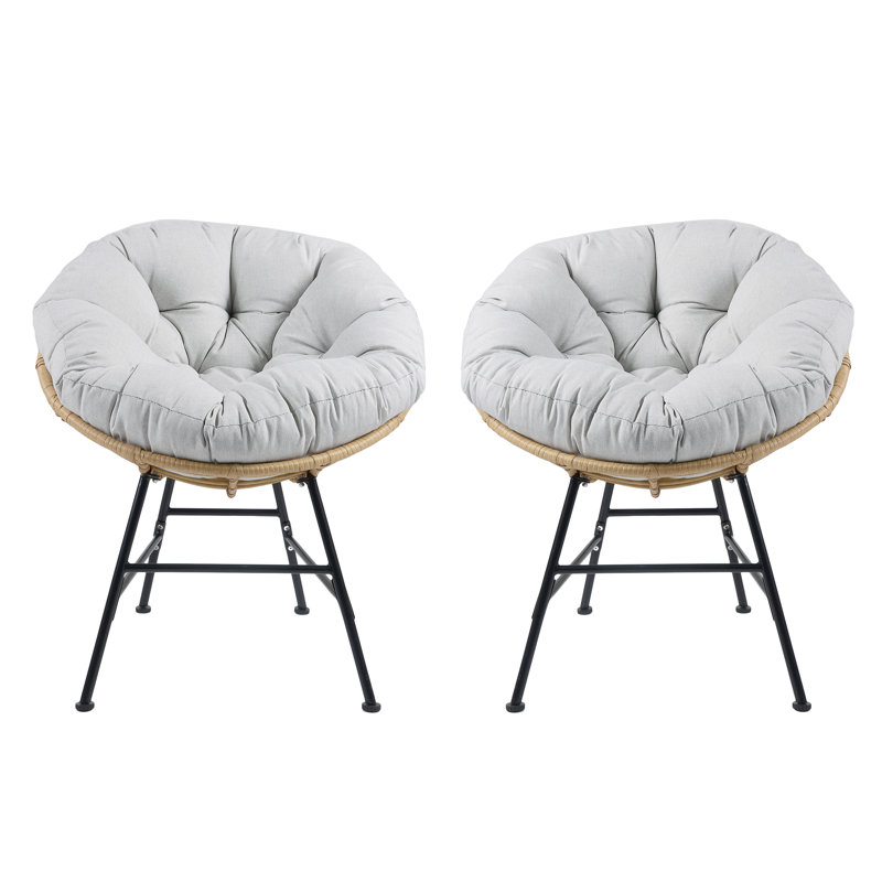 Ensemble de 2 chaises longues d'extérieur en osier