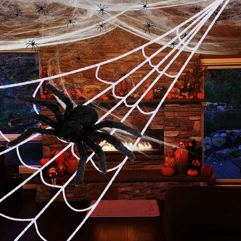Décoration d'Halloween 59 po avec toile d'araignée géante 59 po H 275,6 po x l 216,5 po, H 275,6 po x l 216,5 po x P 3 po