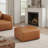 Beryl Square 26.97'' W Modern Full-Grain Leather Ottoman-146393451