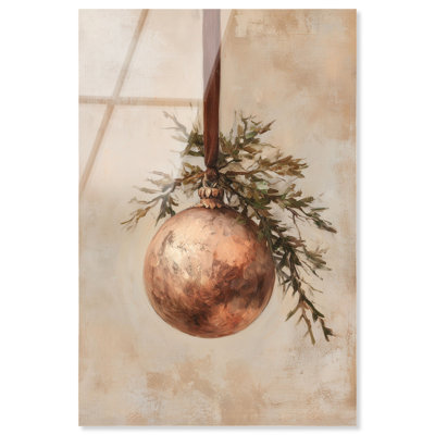 Décoration murale de Noël à imprimé acrylique bronze babiole par Art Remedy, prêt à accrocher, 36 x 54
