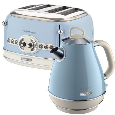 Ariete Vintage 1.7L Stainless Steel Jug Kettle with 4 Slice Toaster Set