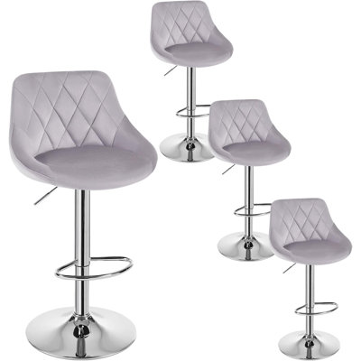 Swivel Upholstered Bar Stool with Iron Frame