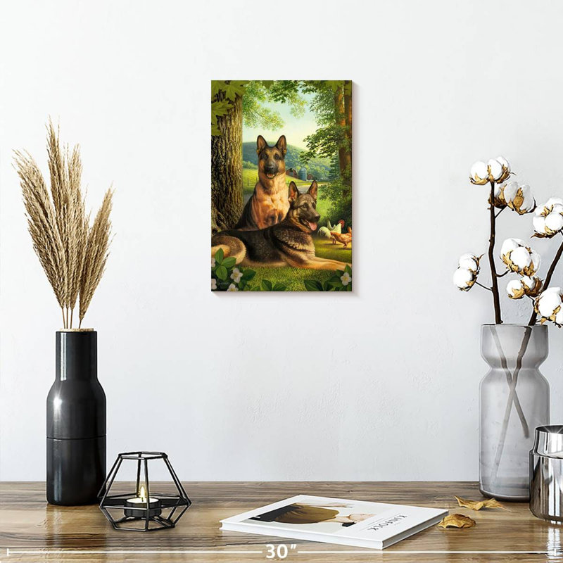 Brampt German Shepherds And Chickens, 12" H x 8" W