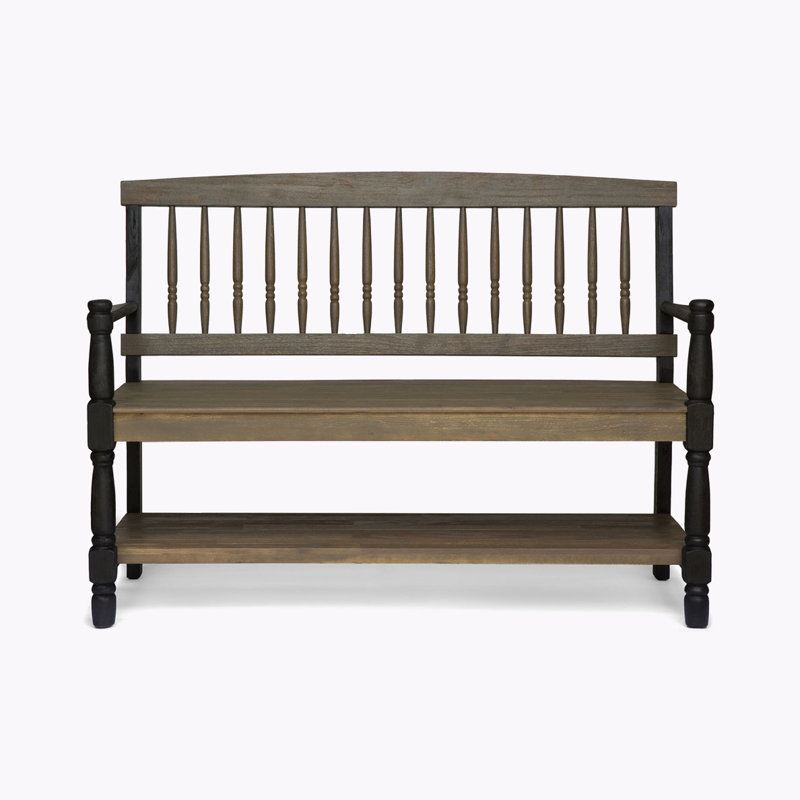 Canapé d'extérieur en bois massif pour patio, Gris / Noir