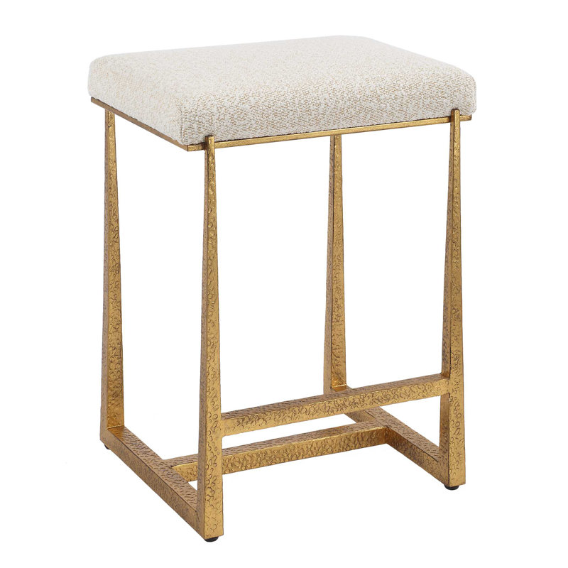 Uttermost Midas Gold Counter Stool, White Seat/ Brown Frame 