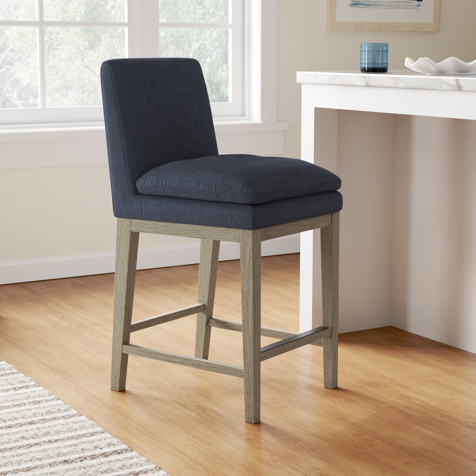 Bethea 26" Bar Stool, Insignia Blue, Graywash