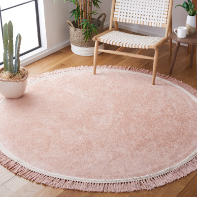 Tapis rose / ivoire en coton tissé à la main Hardrigg