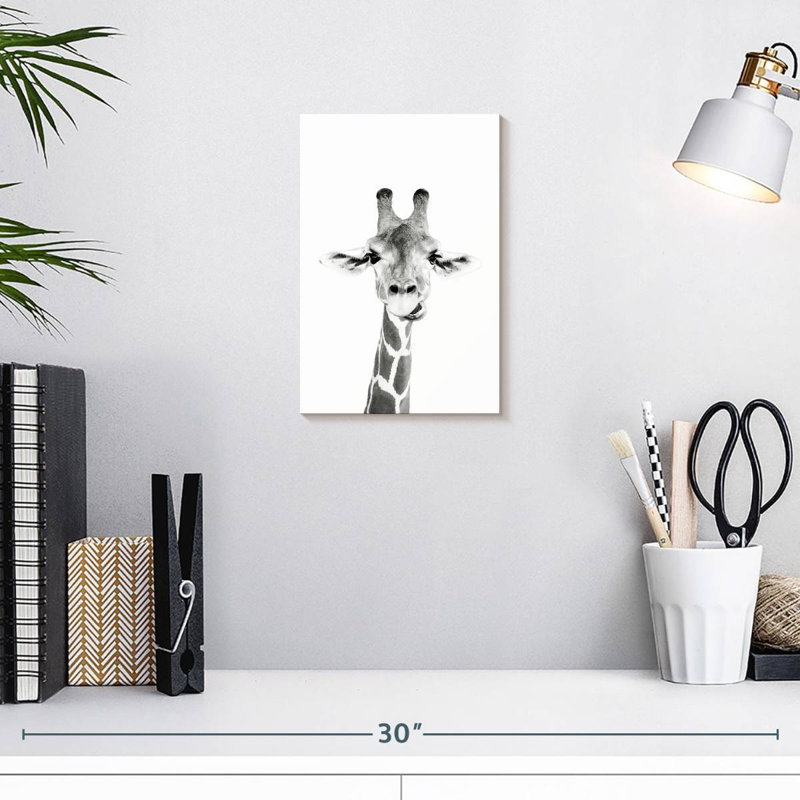 Brampt Happy Giraffe In Black And White, 12" H x 8" W