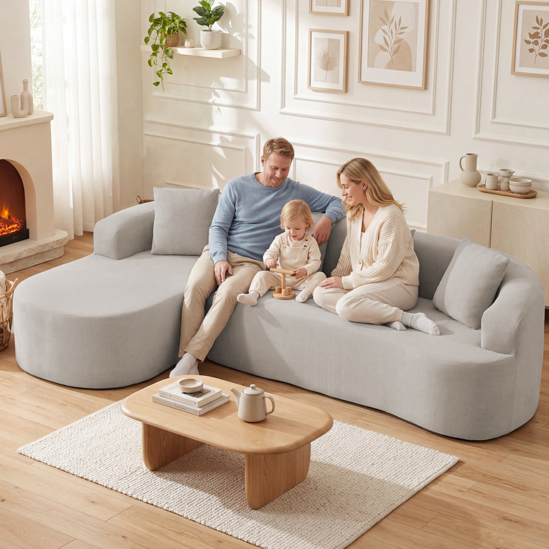 Modular L-Shaped Sectional Cloud Sofa for Living Room – Modern Minimalist Couch with Customizable Configuration Options