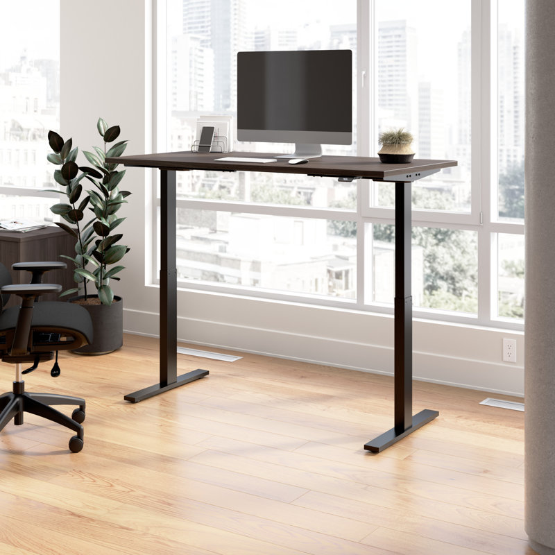 Adjustable Metal Base Standing Desk, Storm Gray/Black, 47.68" H x 59.45" W x 29.37" D