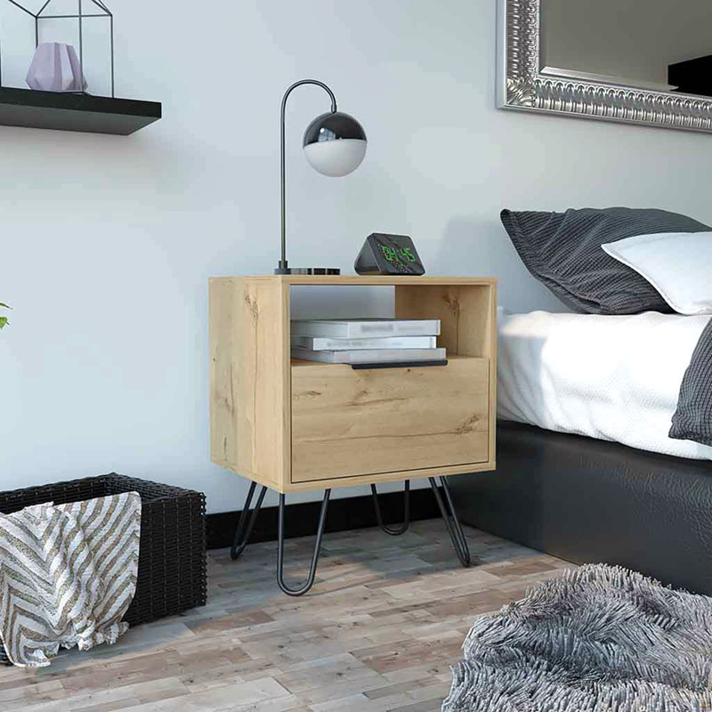 Nightstand Skyoner, Single Drawer, Light Oak