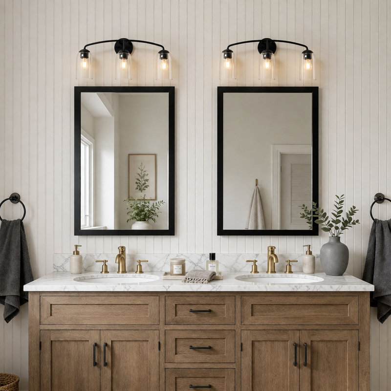 Modern 3-Light Dimmable Vanity Light, Matte Black