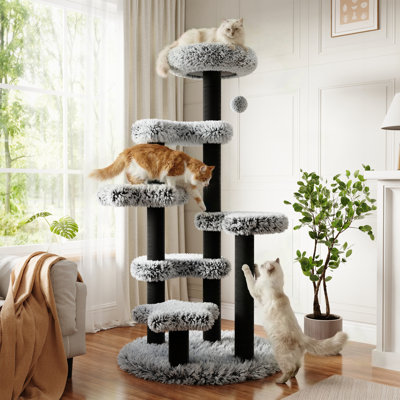 61.4" Multi-Level Cat Tree With Perch, Sisal Scratching Posts And Dangling Balls