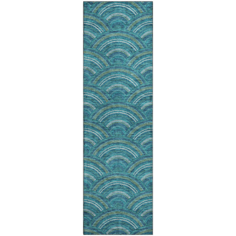Premium Machine Washable Prisco Teal Rug, Runner 2'3" x 7'6"