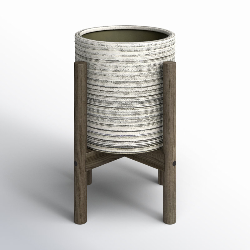 Sabina Handmade Pot Planter, Gray/Ebony