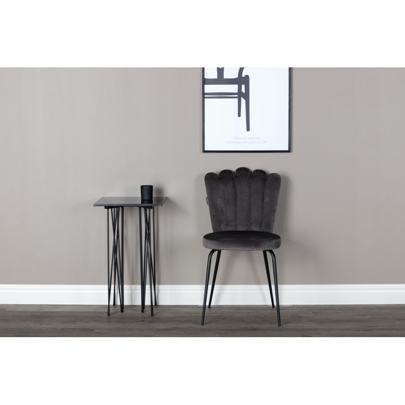 48cm H Tufted Velvet Upholstered Side Chair, Grey