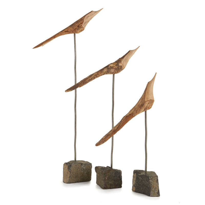 3 Piece Soma Loft Flock Statue Set, Natural