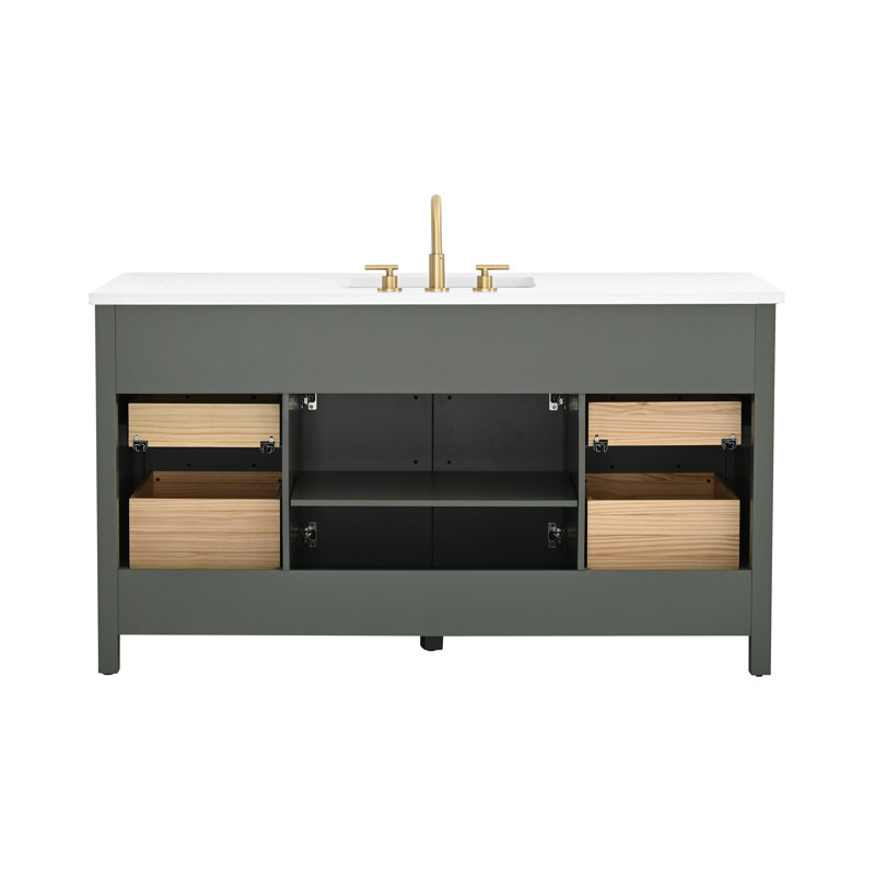 Wenniah 60" Single Vanity, Vintage Green/Brushed Bronze