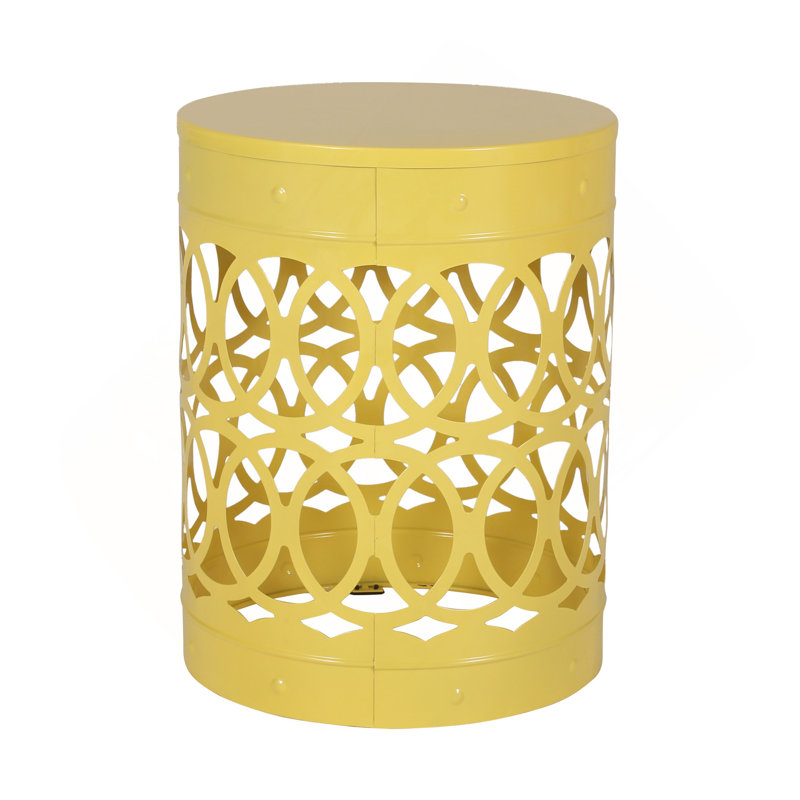 Outdoor Metal End Table -Large, Yellow