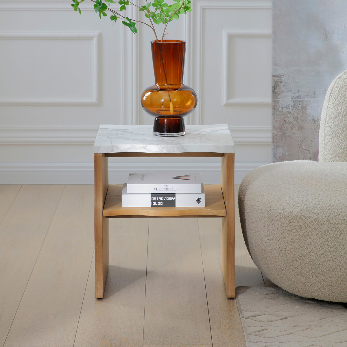 George Oliver 2PS, 17.72" Whisper Of Waves Modern End Table W/ Storage ...