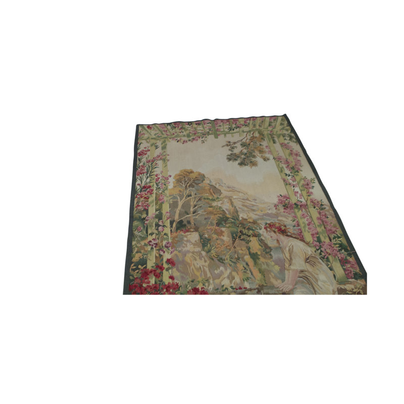 Hand-Knotted High-Quality Green and Beige Runner