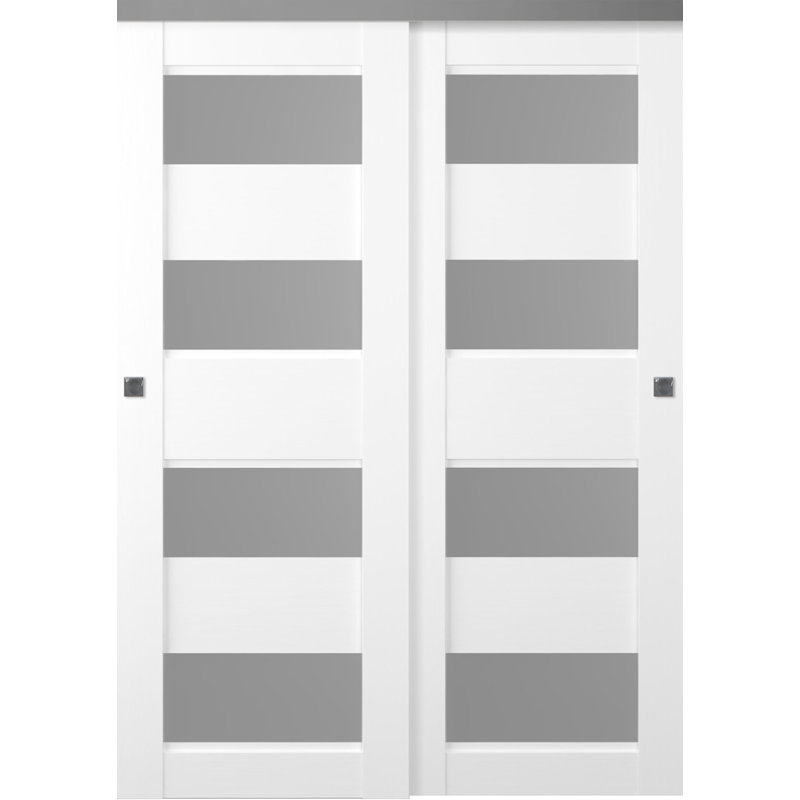 Porte de placard coulissante préfinie à panneaux, Blanc, 63,50 po x 79,38 po