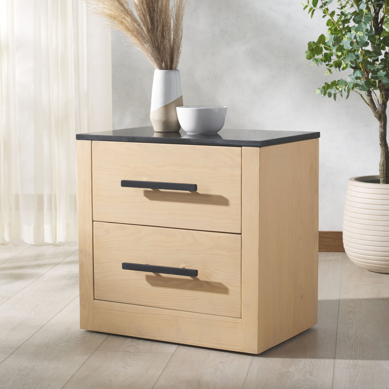 Abbianna Black Marble Top Nightstand