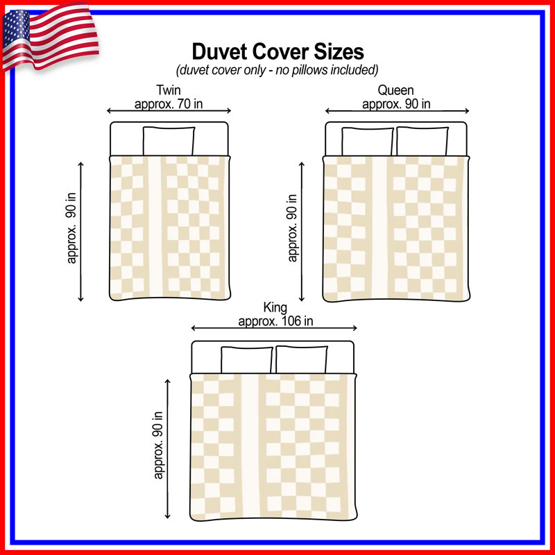 Housses de couette à carreaux beige, Twin