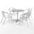 Johannette Round Aluminum Indoor-Outdoor Restaurant Dining Table Set with 4 Slat Back Chairs-93389843-93389844