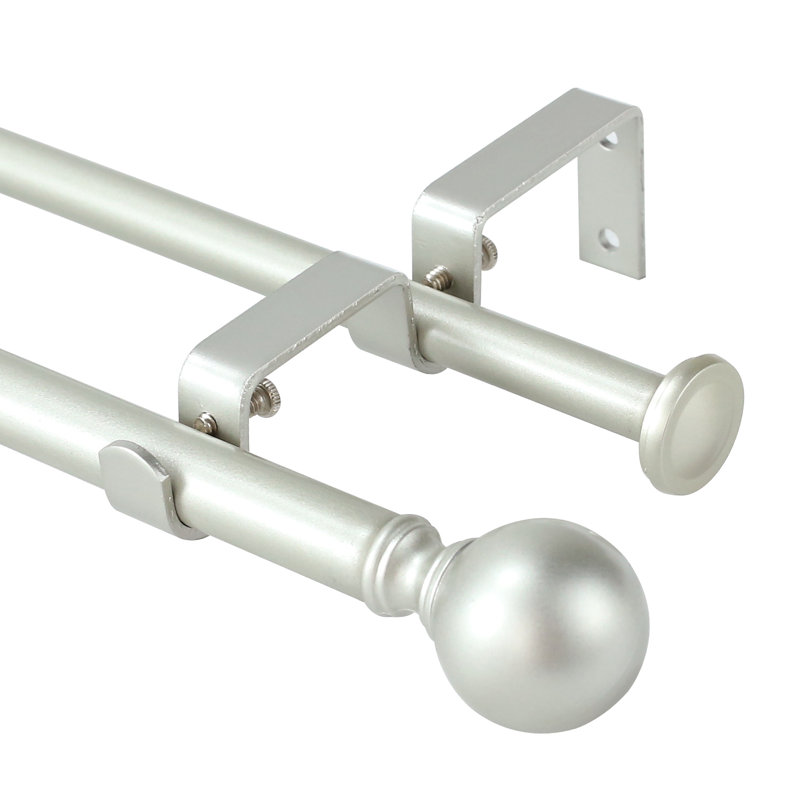 Tringle à rideaux double réglable Lipsey, H 0,63 po x l 48 po x P 0,63 po, Étain