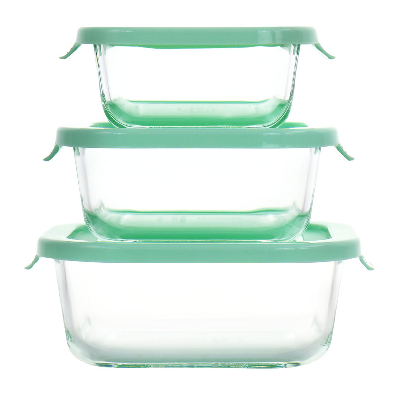 Martha Stewart Clear Glass Storage Containers with Mint Lids, 6-Piece Set
