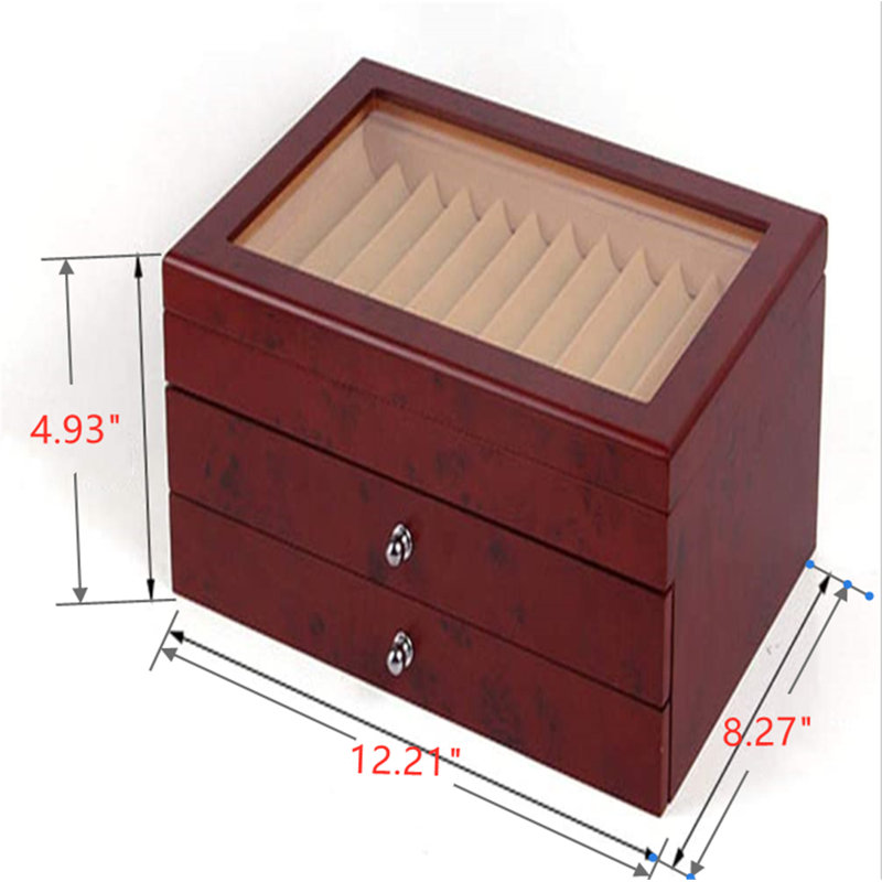 Babapour Solid Wood Pen Holder, 6.7" H x 14.2" W x 9.9" D, Red