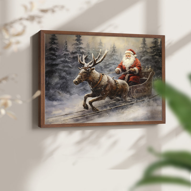 «Chirstmas Art» -CCCLLXI-Reproduction encadrée - Restickable, H 22 po x l 28 po, Noyer