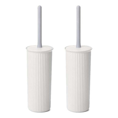 Brosse de toilette autoportante en plastique nervurée 4 po