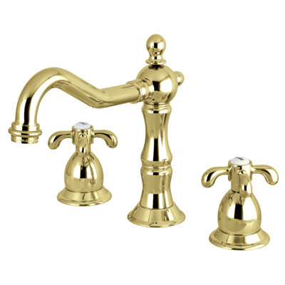 Robinet de salle de bain espacé à 2 poignées et 3 poignées à fixation sur le comptoir avec bonde escamotable en laiton Kingston